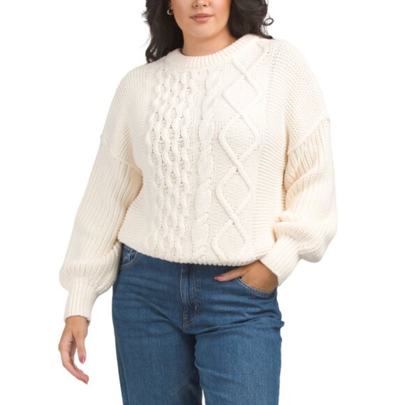 FREE PEOPLE Cream Dream Cable Crew Neck Sweater - Picture 1 of 2